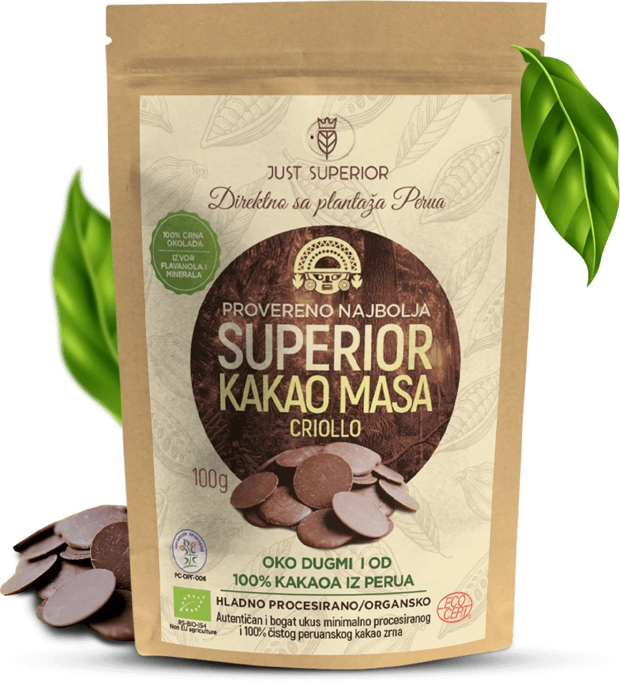 Kakao masa lomljeno zrno Criollo (organski proizvod) 100 g Just superior 